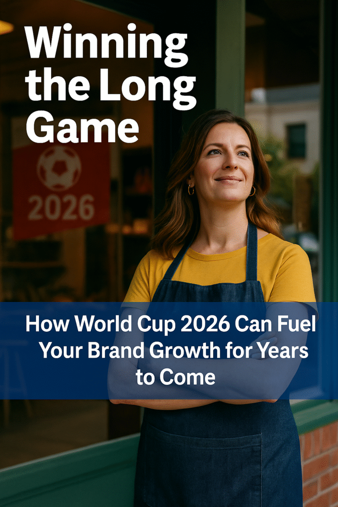 Cover image of a business owner looking confidently ahead with overlaid title “Winning the Long Game: How World Cup 2026 Can Fuel Your Brand Growth for Years to Come.”