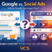 Google Ads vs social media ads comparison cover image with Vivid Creative Services branding