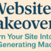 This modern cover image introduces “Website Makeovers: How to Turn Your Site into a Lead-Generating Machine.” The center features a stylized computer or browser window displaying a simplified homepage layout with a headline block, navigation bar, and call-to-action button. Clean lines, modern UI elements, and soft digital gradients reinforce the idea of clarity and professionalism. The minimalist design reflects the story’s core theme: successful websites rely on structure, story, and user experience—not complexity. This image captures the promise of transformation and positions the story as a trusted guide for nonprofits, schools, and small organizations seeking stronger digital performance.