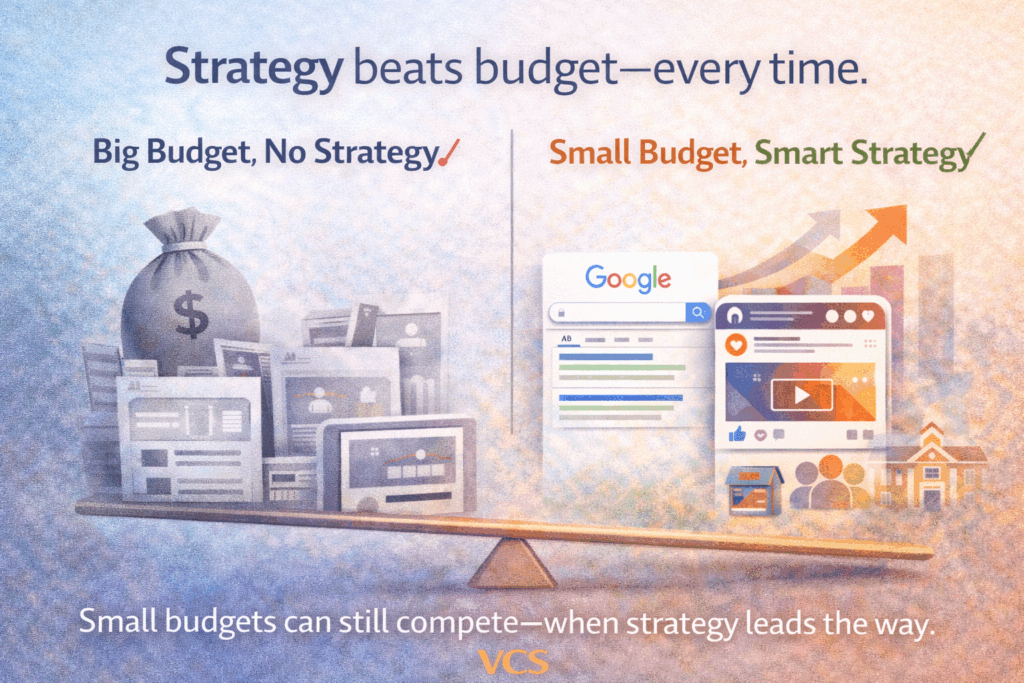 Strategic paid advertising outperforming large budgets illustration