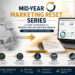 Mid-year marketing reset series cover image showing transition from confusion to clear strategy and business growth.