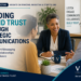Editorial cover image illustrating strategic communications and brand trust through authentic leadership and relationship building. Features an executive engaging in meaningful conversation with employees, customers, community members, or organizational stakeholders to demonstrate transparency, collaboration, credibility, and trust. Represents consistent messaging, leadership communication, stakeholder engagement, organizational reputation, executive leadership, business growth, nonprofit leadership, healthcare communications, educational leadership, and public sector communications. Supports topics including brand trust, strategic communications, organizational credibility, authentic leadership, relationship marketing, stakeholder confidence, executive communications strategy, and long-term reputation management. Branded for Vivid Creative Services and The Vivid Perspective.